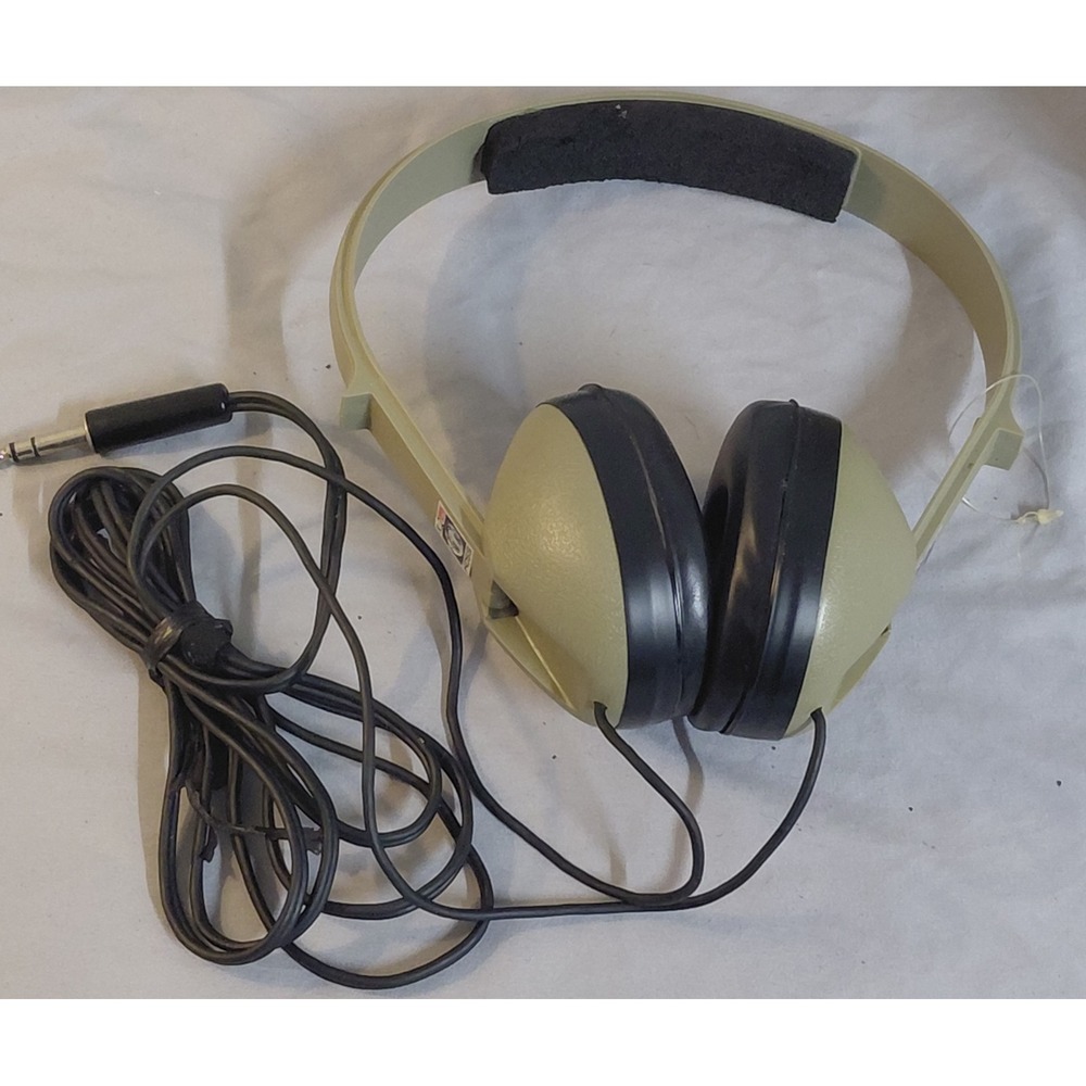 Vintage Koss K/7 Stereo Headphones 1970s Over Ear 1/4" Plug Beige Black